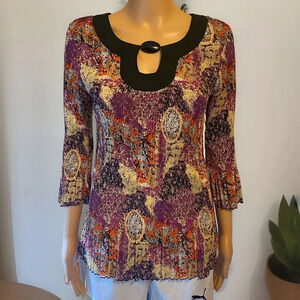 Y2K Blouse Top Bell Sleeves Stretch Romantic Fairycore Art To Wear Boho Lady M